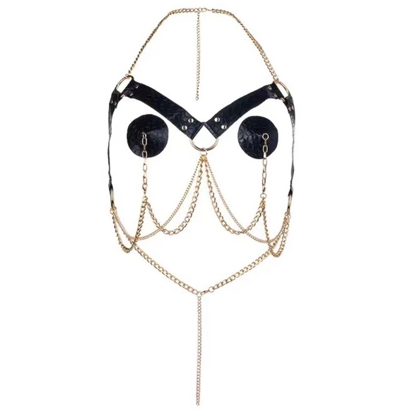 PU Leather Chain Nipple Tassels - Picture 7 of 8